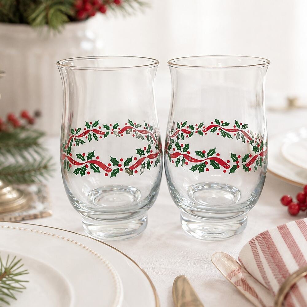 🎄🎀🕯️Vintage Libbey Tumbler Votice Candle Holder Glasses Christmas Decor
